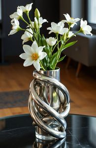 Set Of 2 Silver Customized Handmade Aluminium Flower <b>Vase</b> For Home & Garden Decor Flower Pots For Event And Wedding Centerpiece - Product Image 6