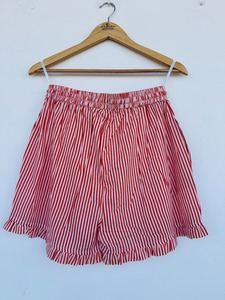 Shorts de Verano Ligeros de Algodón a Rayas Rojas y Blancas para Mujer, Estilo Bohemio, Cintura Elástica, Shorts de Playa, Casuales, Cómodos para el Día a Día - Product Image 5