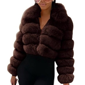 Veste Courte Femme en Fausse Fourrure Sherpa Épaisse et Chaude avec Fermeture Éclair pour l'Hiver - Product Image 3