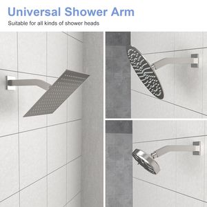 6-Inch Brushed Nickel <b>Shower</b> Arm with Flange Essential <b>Shower</b> Room <b>Accessory</b> - Product Image 6