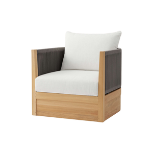 Sillón de Exterior de Lujo, Madera de Teca Sólida, Tejido de Cuerda Resistente, Cojines Acolchados de Lujo, Muebles de Patio Premium para Todo Clima - Product Image 1