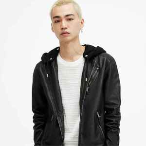 Veste en cuir noire à capuche pour homme, coupe ajustée, en similicuir PU, style motard, logo personnalisé, imperméable, pour l'extérieur, hiver, streetwear - Product Image 1