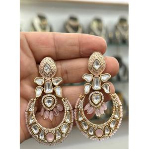 Pendientes Colgantes de Moissanita Polki de Alta Calidad, Chapados en Oro Glamoroso, para Mujer, Ideales para Fiestas Nocturnas - Product Image 2