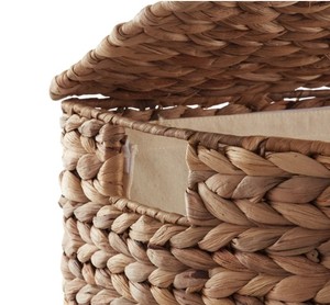 Natural Water Hyacinth Laundry Basket Corner <b>Hamper</b> with Lid Handwoven Straw Toy Clothes Storage Bin Home Organization Bulk - Product Image 4