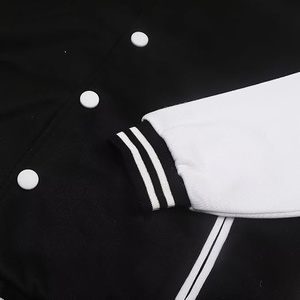 <b>Women</b> Varsity <b>Jacket</b> Navy <b>White</b> Contrast Color Full Sleeve Button Up Collar Regular Length Autumn Streetwear - Product Image 3