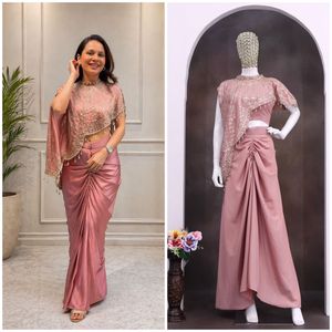 Lehenga Choli de Seda Crepe Premium Estilo Boutique Indio, Traje Tradicional para Fiestas y Bodas, Ropa Festiva para Mujer con Bordado y Lentejuelas - Product Image 3