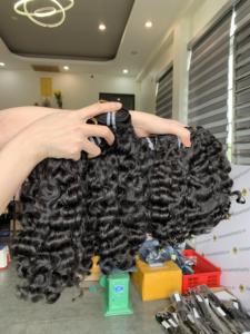 Extension de cheveux crépus eurasiens bouclés Remy 100% cheveux bruts vietnamiens longueur de trame unique 8 à 32 pouces - Product Image 3