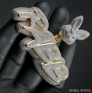 Colgante de lujo con diamante moissanita, plata de ley 925, chapado en oro rosa, estilo hip hop, para hombre y mujer, para fiestas, certificado GRA - Product Image 1