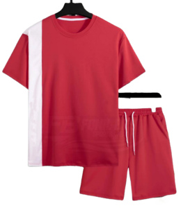 High Quality Men's Summer Casual Streetwear <b>Set</b> Oversized 100% Cotton <b>Knitted</b> Eco-friendly 220gsm Hoodie & Tracksuit Pants - Product Image 1