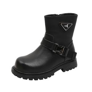 Bottes d'école noires pour garçons et filles fabriquées en usine, confortables et durables - Product Image 1