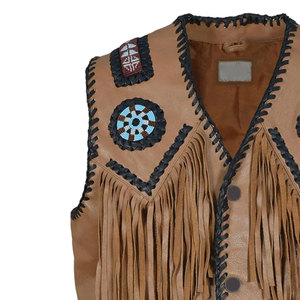 High Quality Custom Men's Fashion Vintage Motorcycle Suede Leather Vest Loose High Metal Hooks Closing Sleeveless Leather Vest - Product Image 6