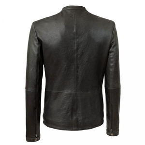 Wholesale Men's Winter <b>Jackets</b> Genuine <b>Sheepskin</b> Leather Slim Fit Motorcycle Perforated Design Stand Breathable Windproof Made - Product Image 2