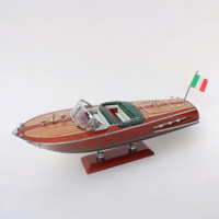 Modelo de Lancha Italiana Riva Ariston Pequeña de 25 cm, Hecha a Mano en Madera Pulida y Pintada, Arte Folclórico, Decoración de Mesa, Ideal para Regalo o Souvenir