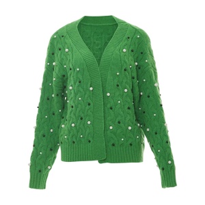 Zeta Knitted Casual Fashion Cardigan Finest Cashmere Women Cardigans With Buttons Knitted Coat 2 Color way Solid Color Crew Neck - Product Image 6