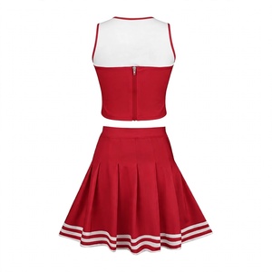 Custom Cheerleading Uniform <b>Red</b> Cheer Crop Top Pleated <b>Skirt</b> Set <b>Women</b> Cheer Leader Outfits Athletic Teamwear College Cheer Wear - Product Image 2
