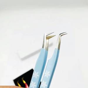 Pinzas de Precisión para Pestañas, Acero Inoxidable, Punta Dentada, Diseño de Copo de Nieve Azul - Product Image 4