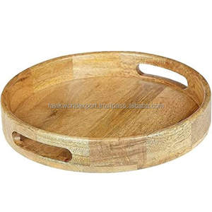 Vente en gros plateau de service multifonction en bois naturel et plateau de service rond en bois de qualité supérieure plateau de service alimentaire Falak World Export - Product Image 6