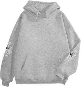 Sweat-shirt à capuche gris pour homme, coupe classique, couleur unie, en molleton 100% coton, décontracté, pour le printemps, brodé - Product Image 1