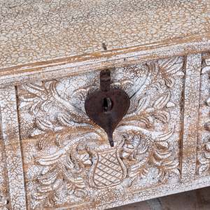 Heritage Vintage Design Solid Mango Wood Box Style <b>Storage</b> <b>Square</b> Shape Crackle White finish Home Villa Living Room <b>Coffee</b> <b>Table</b> - Product Image 6