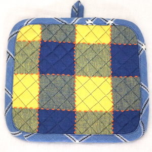 100% support de pot de style à carreaux de qualité fiable matériel de coton recyclé fait des supports de pot pour le fournisseur de cuisine en Inde - Product Image 3