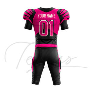 Dernier design de maillot de football américain pour adultes, nouveau style, 100% polyester, respirant, séchage rapide, manches courtes, nom d'équipe personnalisé - Product Image 2
