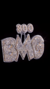 Colgante de letra y número personalizado en plata de ley 95 con diamantes de moissanita VVS, estilo hip hop, para uso unisex. - Product Image 6