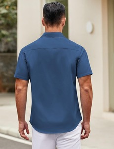 Wholesale Men's <b>Short</b> <b>Sleeve</b> Button-Up Poplin Casual <b>Dress</b> <b>Shirt</b> Pocket Lightweight Summer Top Anti-Pilling Breathable Quick Dry - Product Image 3