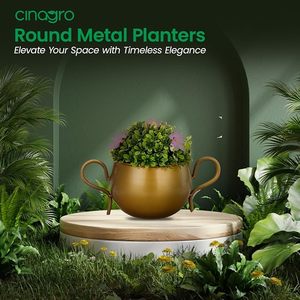 Creative Metal Flower <b>Pot</b> with Double Handles Modern Desktop Planter for Indoor <b>Succulents</b> - Product Image 3