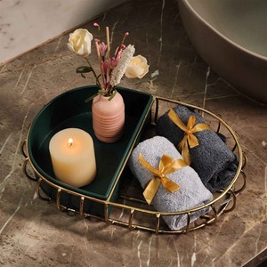 Minimalist <b>Black</b> Round Tray With Abstract Figurine And <b>Reed</b> <b>Diffuser</b> For Bath Decor - Product Image 5