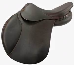 Selle d'équitation anglaise en cuir marron, style australien, pour dressage, concours et entraînement. - Product Image 1