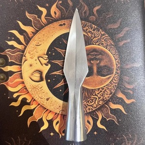 Pointe de flèche traditionnelle en métal massif à visser, en acier, pour lance décorative en fer Viking en carbone, usage de chasse - Product Image 4