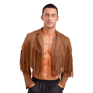 Chaqueta Corta de Estilo Western para Hombre, con Flecos, Abertura Frontal, de Gamuza, Tipo Bolero Vaquero - Product Image 2