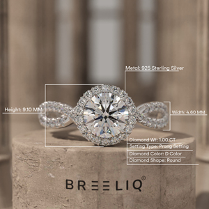 Round Diamond Halo Engagement Ring Yellow Gold Infinity Twist Band Vintage Style <b>Bridal</b> Wedding Proposal Jewelry - Product Image 4