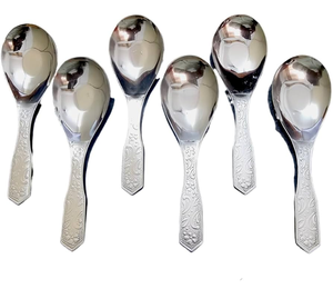 Cuchara de Sopa de Acero Inoxidable con Fondo Reforzado, Cuchara para Arroz para Restaurantes Chinos, Producto de Primera Calidad para Fiestas Familiares, en Paquete de 6 Piezas - Product Image 1