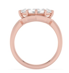 Magnifique bague ovale en or rose 10K avec diamant de laboratoire taille étagée est-ouest 2,50 CTW - Product Image 2