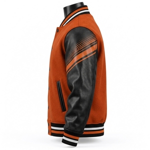 Veste universitaire noire et blanche pour homme avec col rayé, fermeture boutonnée, coupe confortable et style décontracté bicolore classique - Product Image 4