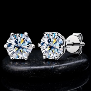 Venta al por Mayor de Joyería Fina de Lujo en Plata de Ley 925 con Diamantes VVS, Aretes de Moissanita con Diseño de Flor en Racimo de Varios Tamaños para Hombre - Product Image 1