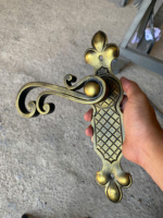 Poignée de porte décorative EURO IRON, finition laiton vintage, ambidextre, motif floral, contrôle tactile pour porte d'entrée intérieure