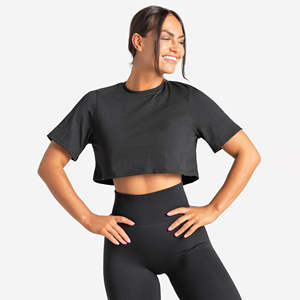 Camiseta corta premium para mujer, ligera, elástica, cómoda para uso diario, transpirable, top corto para gimnasio, ropa deportiva cómoda para mujer. - Product Image 6