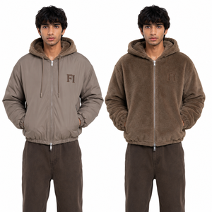 Vente en gros de sweats à capuche unisexes réversibles en molleton 100% coton, surdimensionnés pour hommes, avec logo personnalisé, fermeture éclair, double face, fournisseur USA - Product Image 4