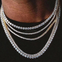 Collier chaîne tennis cubaine personnalisé en argent sterling plaqué argent, 3mm 4mm 5mm 6mm, unisexe, style Hip Hop, bijoux Moissanite, cadeaux