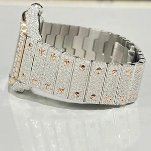Reloj de Diamantes Moissanite VVS en Oferta, Acero Inoxidable, Totalmente Automático, Chapado en Oro, Cristal de Zafiro de Lujo, Estilo Hip Hop, Cuarzo - Product Image 3