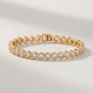 9K Solid Yellow Gold Classic Luxury Tennis <b>Bracelet</b> GIA Certified Modern <b>Fine</b> Jewelry for Women - Product Image 4