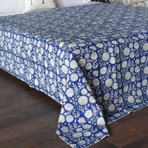 Indian Hand Block Printed Cotton Sanganer Kantha Queen Size <b>Throw</b> <b>Large</b> Width Handmade Quilt Elegant Bedroom Home Textile - Product Image 3