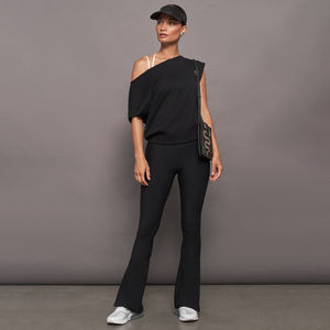 Sudadera de manga corta para mujer, talla grande, bordada, de invierno, con logo personalizado, sin hombros descubiertos, para entrenamiento. - Product Image 6