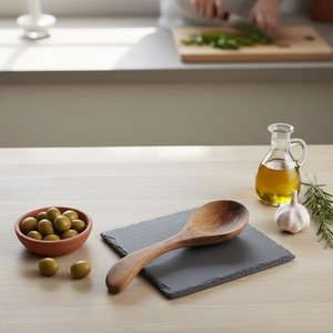 ชุดช้อนไม้สีธรรมชาติสำหรับเสิร์ฟอาหาร ชุดอุปกรณ์ครัว ช้อนไม้สักสำหรับกระทะเคลือบกันติด สำหรับทำอาหาร อุปกรณ์ครัว - Product Image 2