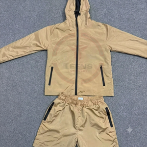 Unisex Green White Color Blocking Tracksuit Set Full Sleeve Zipper <b>Jacket</b> Shorts Quick Dry Polyester Sporty Adult Size - Product Image 6