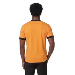 Men's Orange Cotton T-<b>Shirt</b> With <b>Black</b> Contrast Trim Regular Fit O-Neck Short Sleeve Casual Wear Tee <b>Shirts</b> Men - Product Image 2