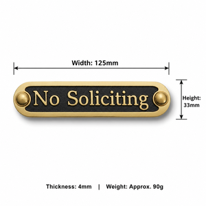 Handmade Cast Brass No Soliciting Door Sign Vintage Brass Finish Entryway Plaque Home Office <b>Wall</b> Decor & <b>Wall</b> signs - Product Image 6