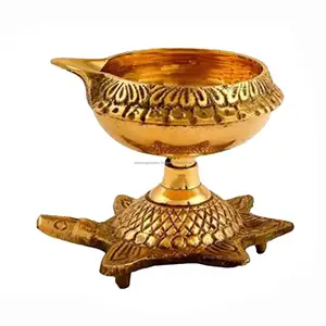 Kuber Diya with Turtle Base, Engraved Design Diyas for Pooja, Diwali and Return Gifts